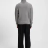 Rollneck sweater in herringbone virgin wool