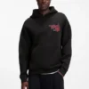 Rose-artwork hoodie in cotton terry