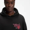 Rose-artwork hoodie in cotton terry