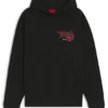 Rose-artwork hoodie in cotton terry