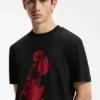 Rose-artwork T-shirt in cotton jersey