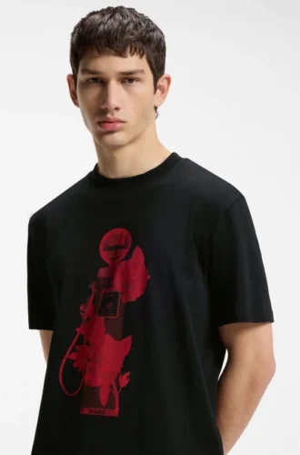 Rose-artwork T-shirt in cotton jersey