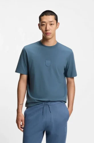 Rubber-logo T-shirt in cotton jersey