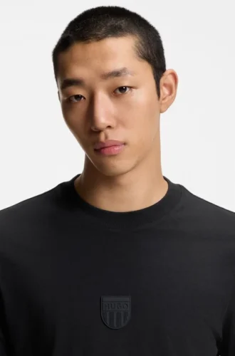 Rubber-logo T-shirt in cotton jersey