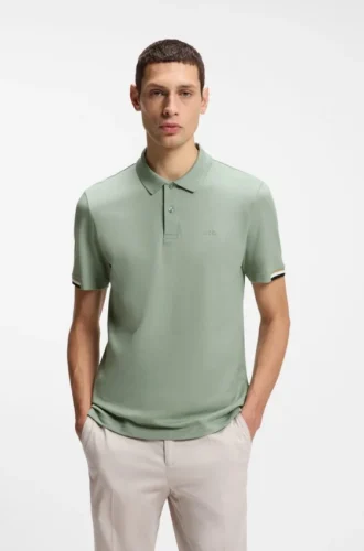 Rubberised-logo polo shirt in mercerised cotton