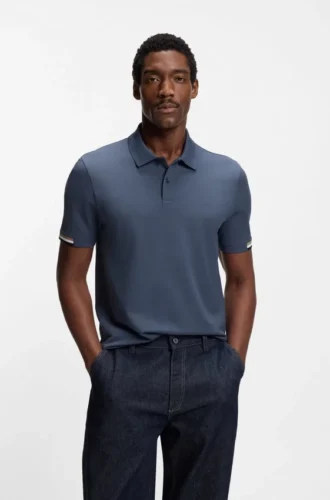 Rubberised-logo polo shirt in mercerised cotton