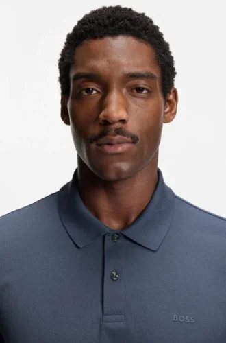 Rubberised-logo polo shirt in mercerised cotton