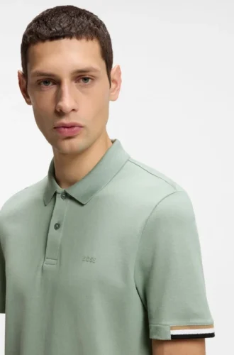Rubberised-logo polo shirt in mercerised cotton