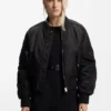 Ruched-detail bomber jacket with water-repellent finish