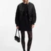 Ruched-detail bomber jacket with water-repellent finish