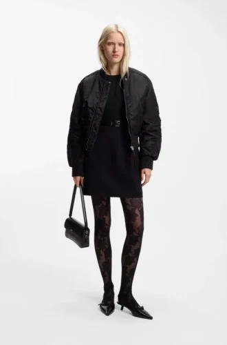 Ruched-detail bomber jacket with water-repellent finish