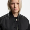 Ruched-detail bomber jacket with water-repellent finish
