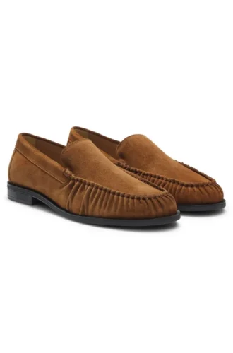 ruched detail loafers in suede 1 330x500 - Ruched-detail loafers in suede