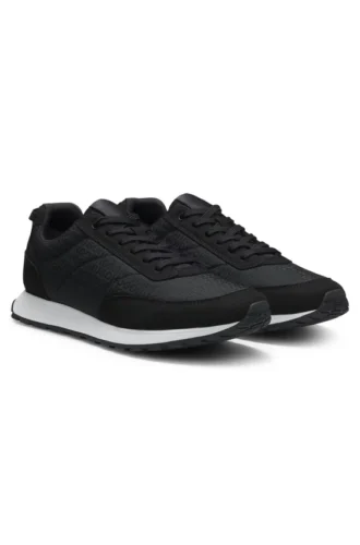 Running-inspired trainers with monogram-jacquard uppers