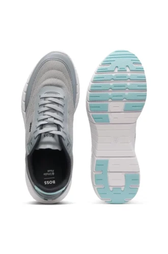 Running sneakers with leather trims