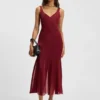 Satin slip dress with organza inserts Satin slip dress with organza inserts