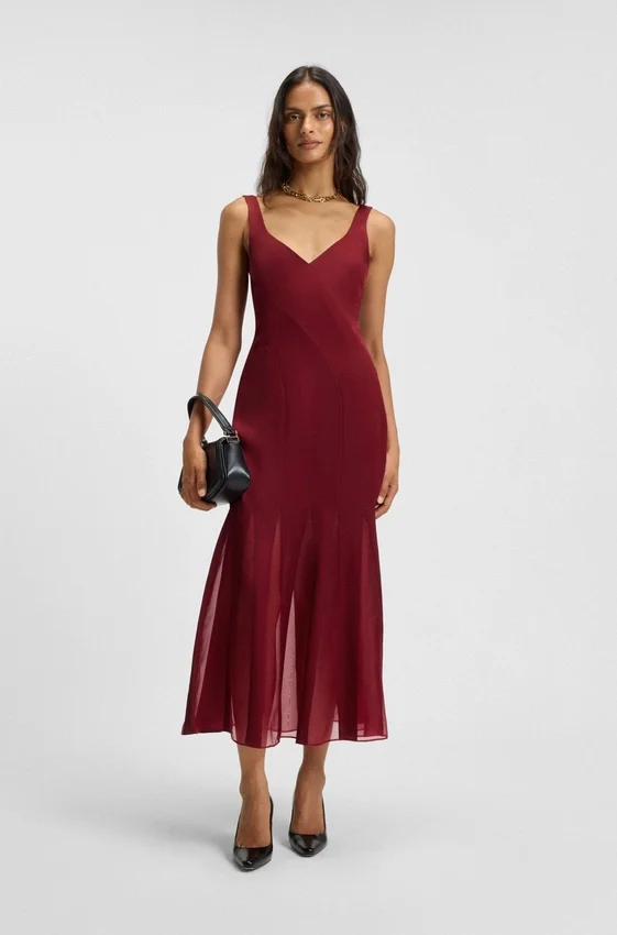 Satin slip dress with organza inserts Satin slip dress with organza inserts