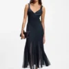 Satin slip dress with organza inserts Satin slip dress with organza inserts