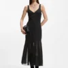 Satin slip dress with organza inserts Satin slip dress with organza inserts
