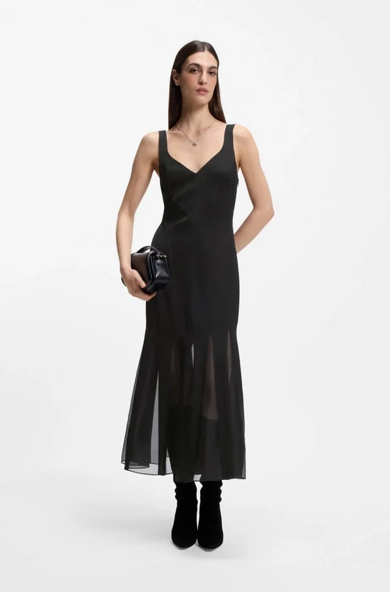 Satin slip dress with organza inserts Satin slip dress with organza inserts
