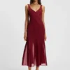 Satin slip dress with organza inserts Satin slip dress with organza inserts