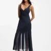 Satin slip dress with organza inserts Satin slip dress with organza inserts