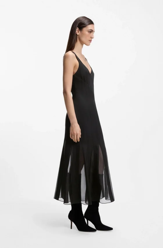 Satin slip dress with organza inserts Satin slip dress with organza inserts