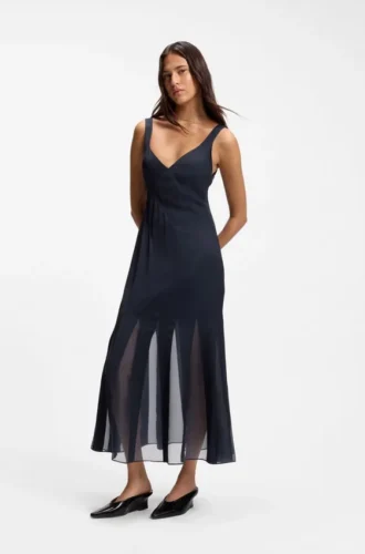 Satin slip dress with organza inserts Satin slip dress with organza inserts