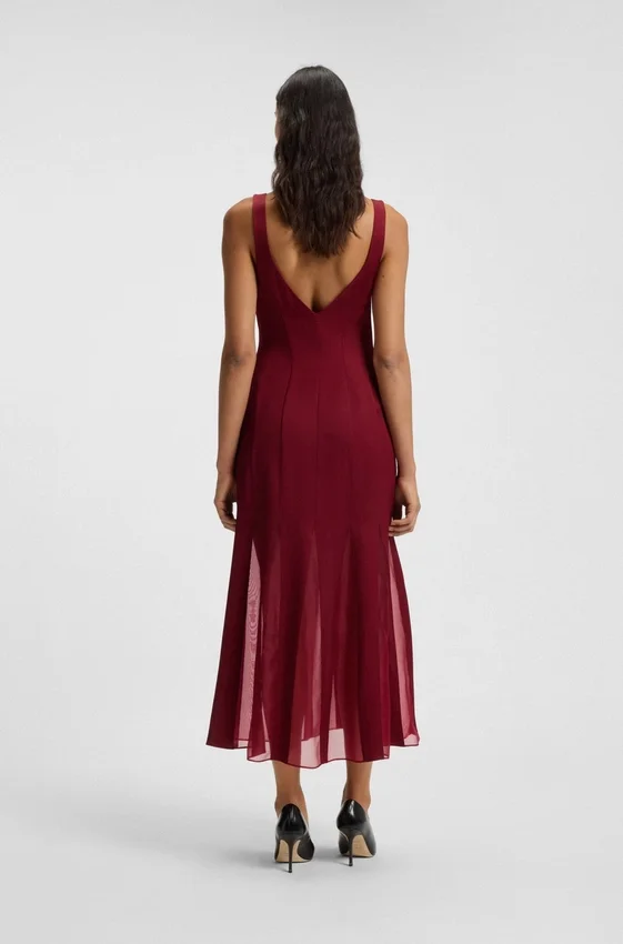 Satin slip dress with organza inserts Satin slip dress with organza inserts