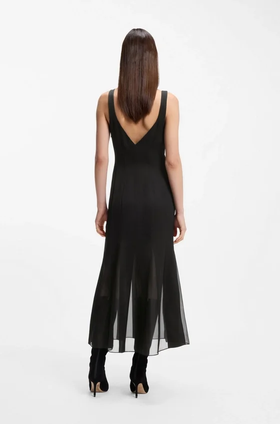 Satin slip dress with organza inserts Satin slip dress with organza inserts