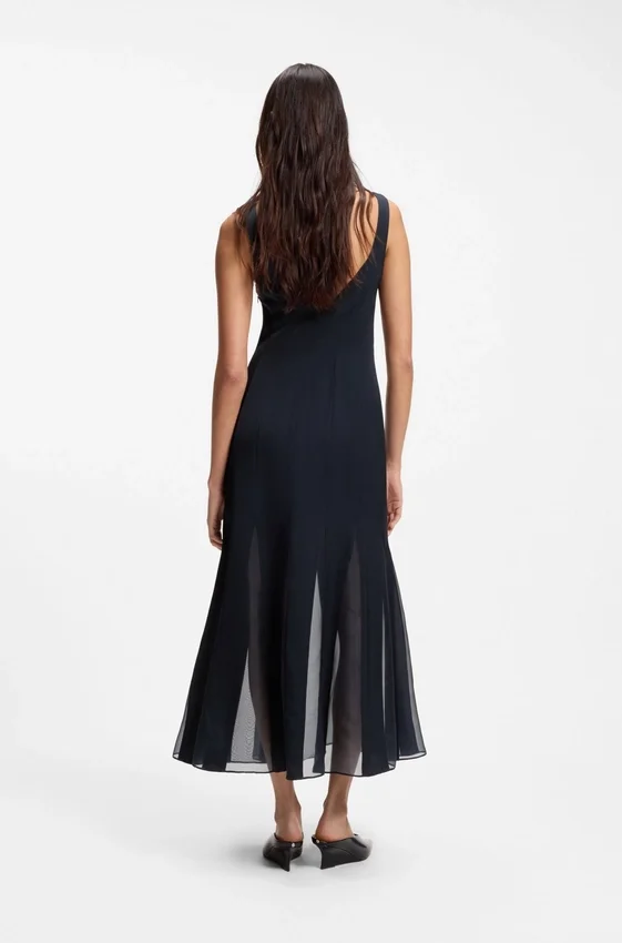 Satin slip dress with organza inserts Satin slip dress with organza inserts