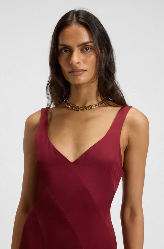 Satin slip dress with organza inserts Satin slip dress with organza inserts