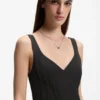 Satin slip dress with organza inserts Satin slip dress with organza inserts