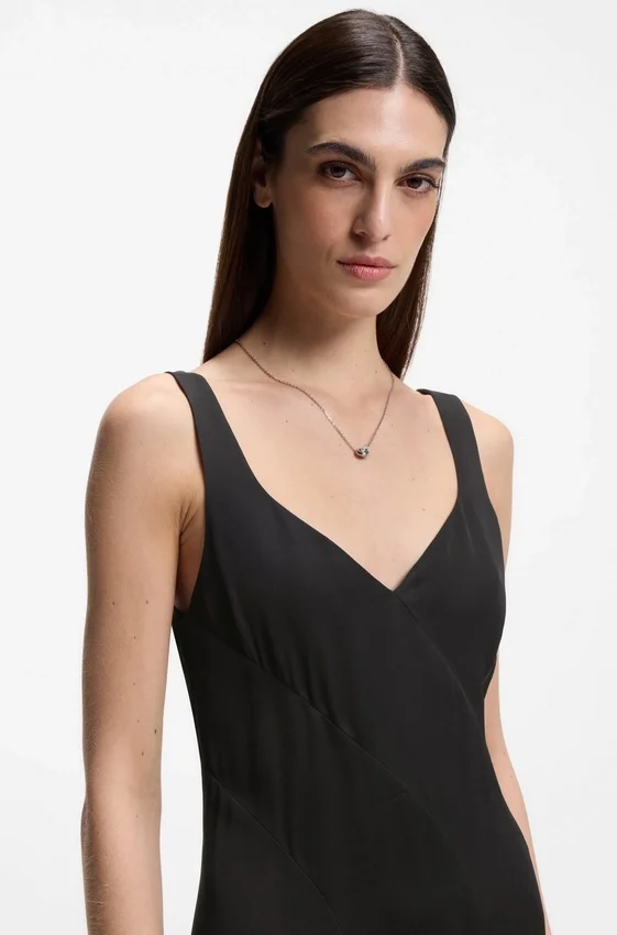 Satin slip dress with organza inserts Satin slip dress with organza inserts