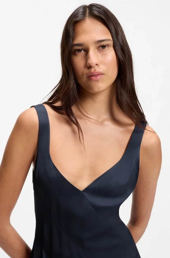 Satin slip dress with organza inserts Satin slip dress with organza inserts