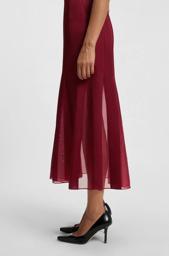 Satin slip dress with organza inserts Satin slip dress with organza inserts