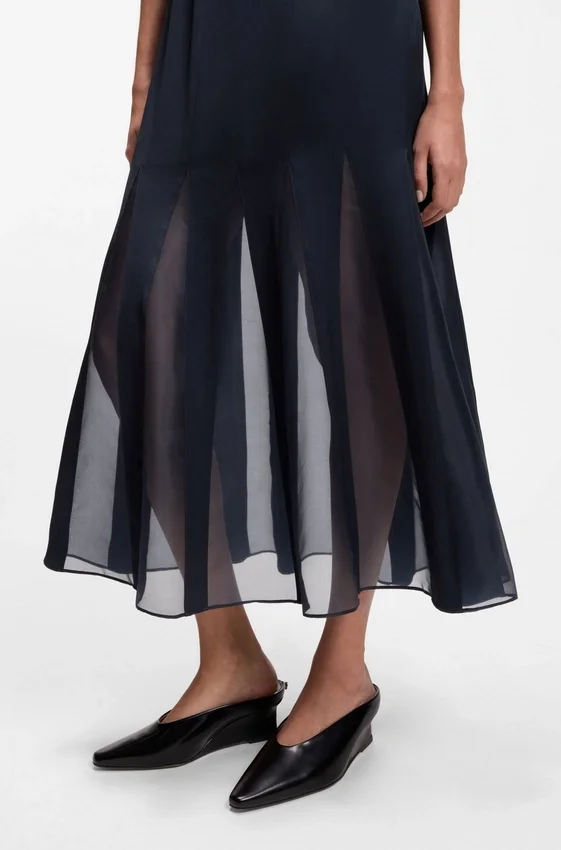 Satin slip dress with organza inserts Satin slip dress with organza inserts
