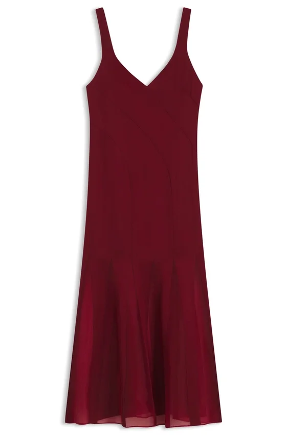 Satin slip dress with organza inserts Satin slip dress with organza inserts