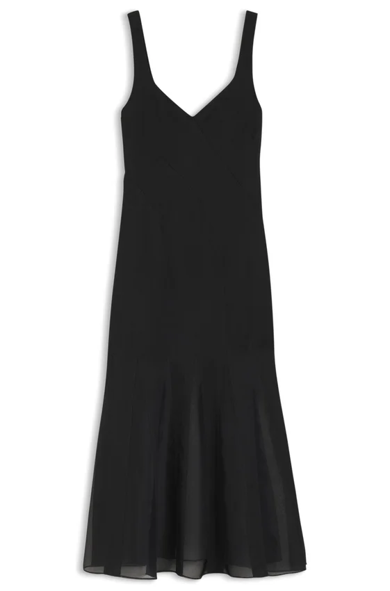 Satin slip dress with organza inserts Satin slip dress with organza inserts