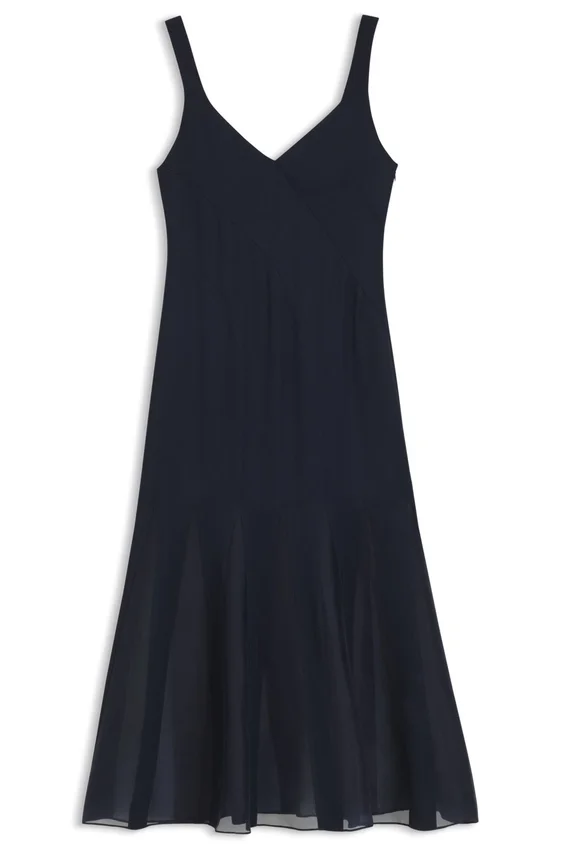 Satin slip dress with organza inserts Satin slip dress with organza inserts