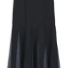 Satin slip skirt with transparent inserts