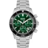 Sealiner silver-tone chronograph watch with green dial