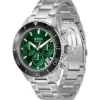 Sealiner silver-tone chronograph watch with green dial
