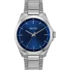 Seam stainless-steel watch with blue textured dial