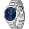 Seam stainless-steel watch with blue textured dial