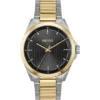 Seam two-tone watch with black textured dial