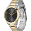 Seam two-tone watch with black textured dial
