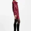 Sequin dress with draped neckline