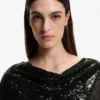 Sequin dress with draped neckline