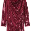 Sequin dress with draped neckline